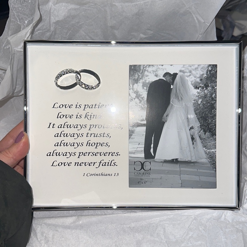 Silver Wedding Photo Frame with Scripture - Picture 1 of 5